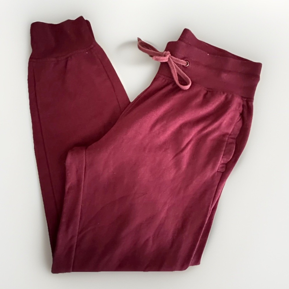 Free Fly Freely Maroon Jogger Sweatpants Women's Medium Fleece Lined Athleisure
